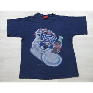 Vintage 90s Coca-Cola T-Shirt Men's (L) Coke Promo Polar Bear Distressed 1995